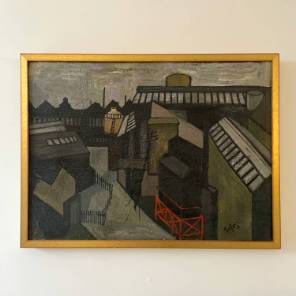 A Mid-Century Oil on Canvas Cityscape
